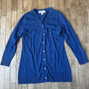 Vintage Cashmere Cardigan Sweater Blue‎ Preppy Eclectic Grandpa Knit Size Small